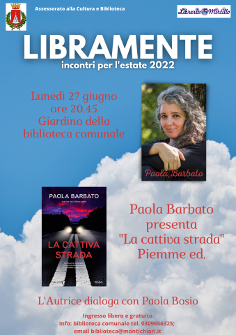 Paola Barbato protagonista a "Libramente" il 27 giugno