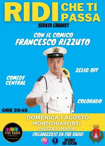 "Ridi che ti passa", domenica lo spettacolo del comico Francesco Rizzuto